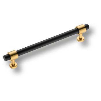 Ручка-рейлинг, BU 021.160.22/09, 160мм, металл, матовое золото/черный