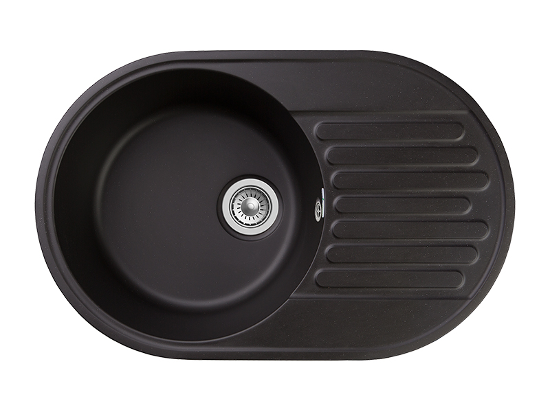 Мойка GranFest QUARZ 18, 737х478 мм, черный (овальная, без сифона)