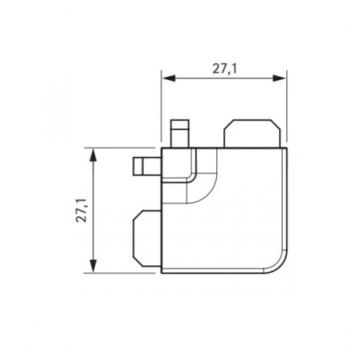 Внешний угол 90*, алюминий, для профиль-ручки GOLA, для верхнего ящика, алюминий