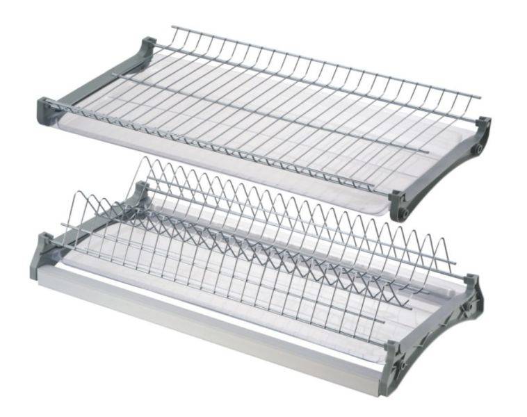Сушка 2-х ярусная, 400мм, 2 поддона, с рамой, с креплениями, нерж. сталь, HISSEN