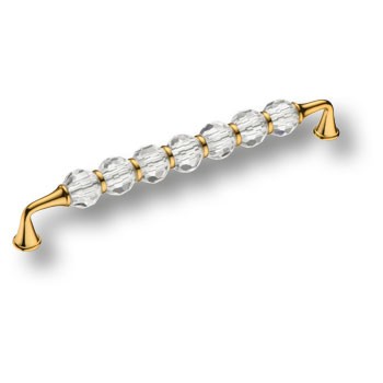 Ручка-скоба, 2537-003-192, 192мм, металл/кристаллы, глянцевое золото