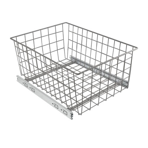 Решетчатая выдвижная емкость, 335х475х200мм, шариковые направляющие, серебро