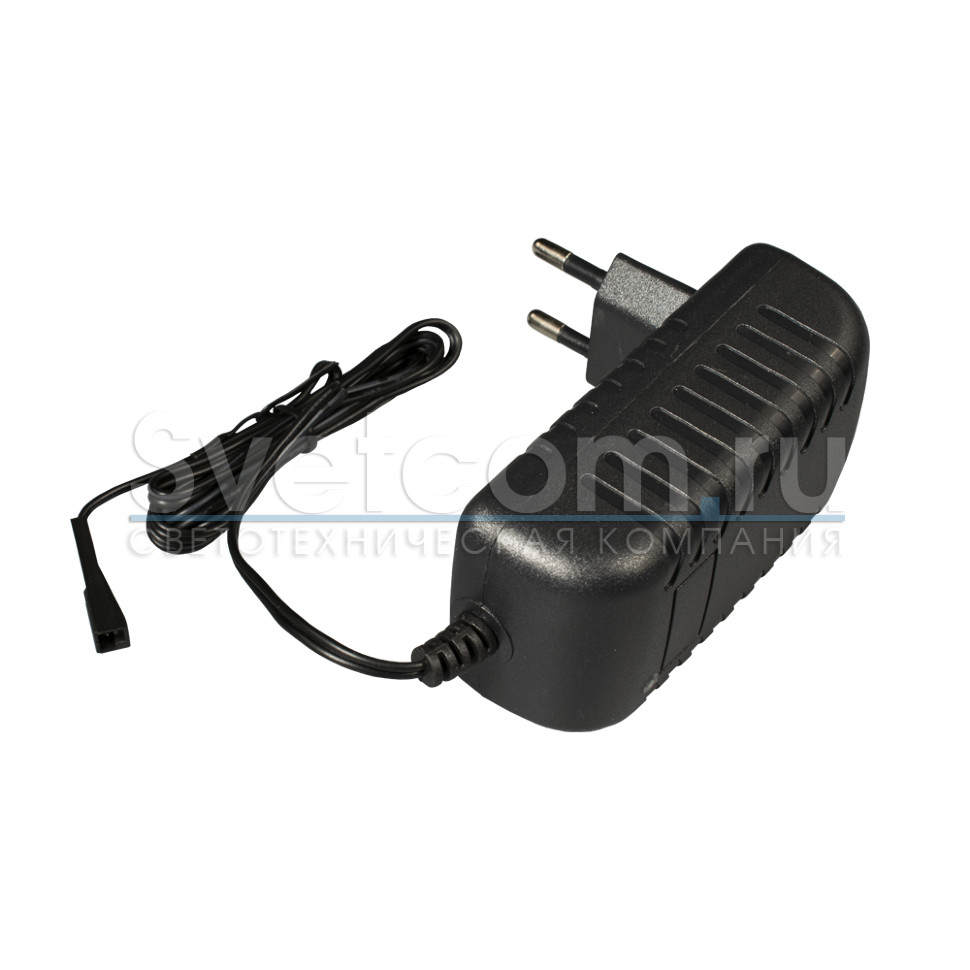 Трансформатор  36W/12V, IP20, провод 1м с коннектором, пластик, черный, GLS