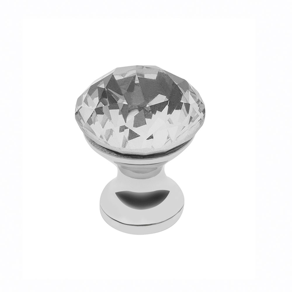 Ручка-кнопка с кристаллом, GZ-CRPB25-01, d=25мм, металл/закал. стекло, хром, GTV