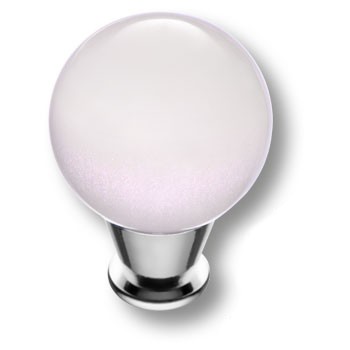 Ручка-кнопка, 15.189.28 WH 07, d=28мм, металл/смола, глянцевый хром/белый, "Atomo"