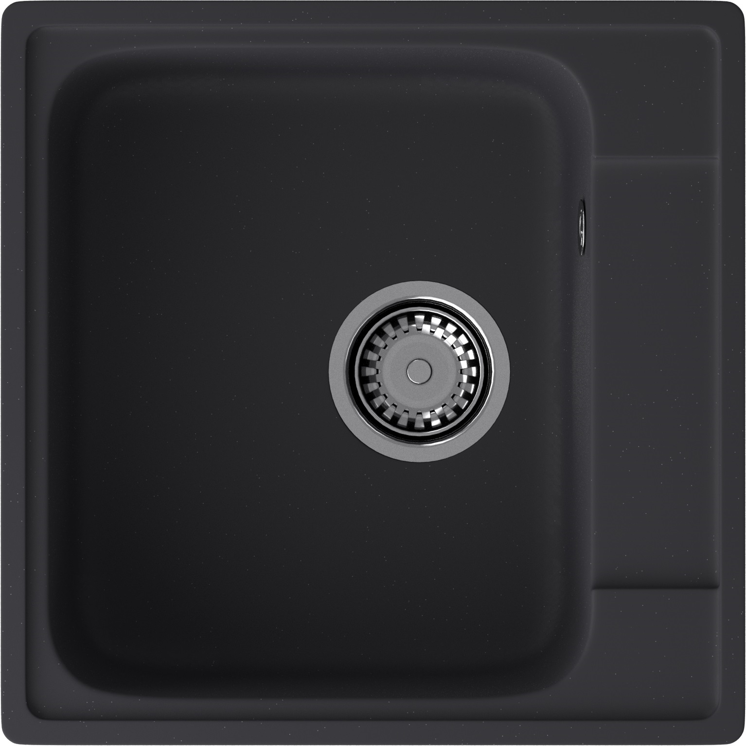 Мойка ЭкоМ 4848, 480х480мм, кварц, черный (без сифона)