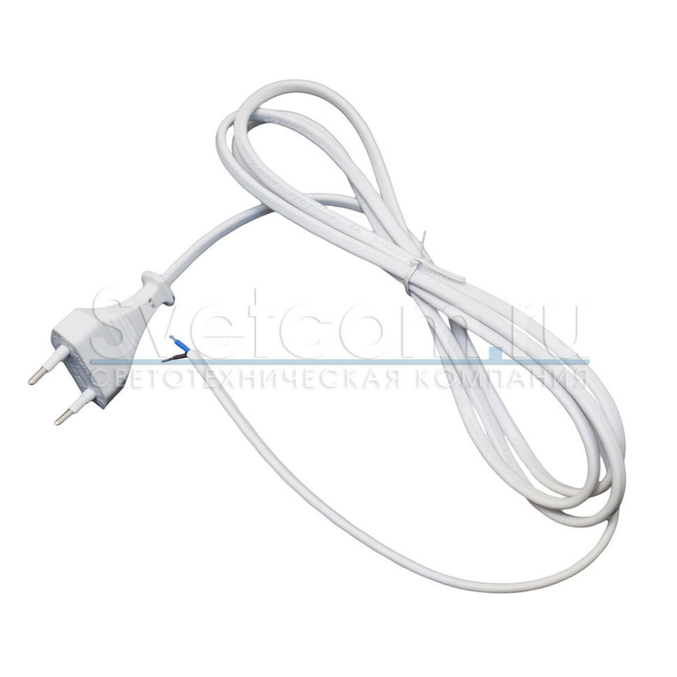 Шнур с вилкой, L=5000мм, ШВВП-ВП 2х0,5мм, белый
