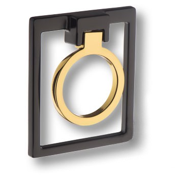 Ручка-кольцо, 4622 0074 AL6-GL, 14х74х87мм, металл, черный/глянцевое золото
