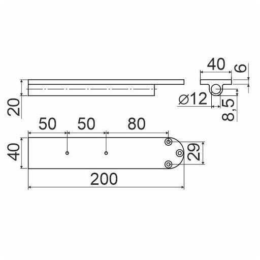 Крепление к стене ST03, L=200 мм, черный матовый, Modus