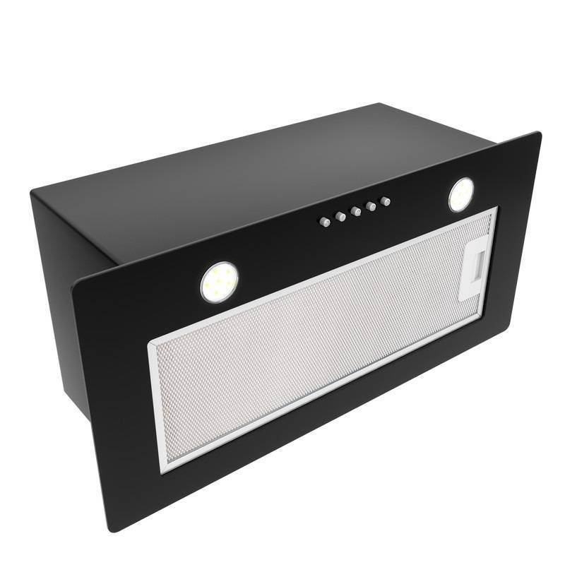 Вытяжка полновстраиваемая Skybox Glass, 60см, б/угольного фильтра, черный/стекло черное, Konigin