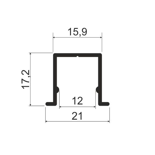 Профиль врезной нижний для деревянных дверей AIR SOFT 5000мм, серебро