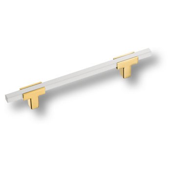 Ручка-рейлинг, 778-128-Gold-White, 128мм, металл, глянцевое золото/белый