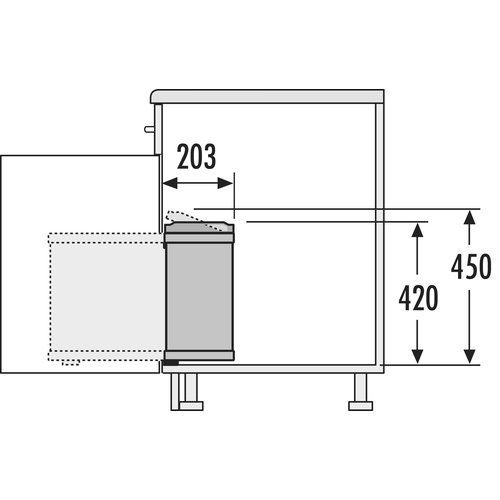 Контейнер для мусора "Oko-flex", 18л, 203х389х450, в шкаф на 450мм, металл/пластик, белый