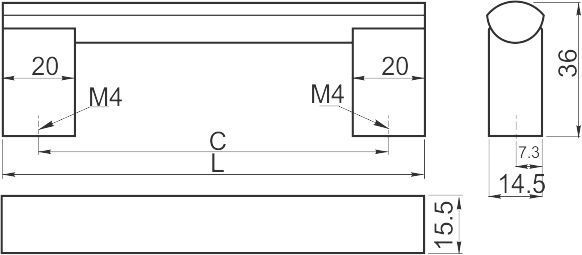 Ручка-скоба, AA 04, 128мм, металл, алюминий