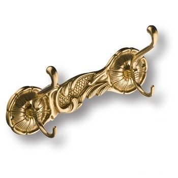 Вешалка "Барокко", 00101, латунь, глянцевая латунь, на 2 крючка