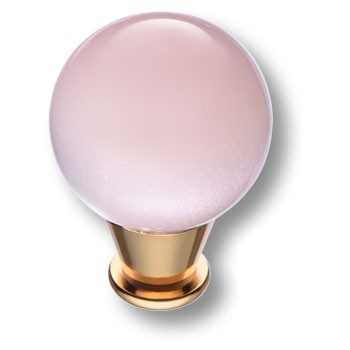 Ручка-кнопка, 15.189.28 PI 19, d=28мм, металл/смола, глянцевое золото/розовый, "Atomo"