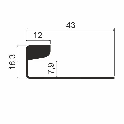 Профиль-компенсатор вертикальный, для духового шкафа, L=580мм, черный матовый