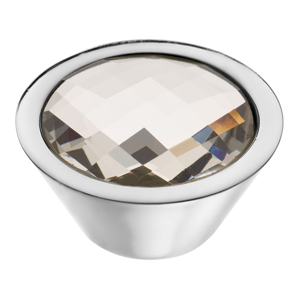 Ручка-кнопка, 1907 0038 CR-GSW6, d=38мм, металл, глянцевый хром/горный хрусталь