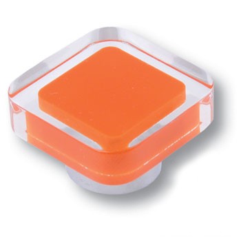 Ручка-кнопка, 697NA, 38х38х22мм, пластик/металл, оранжевый