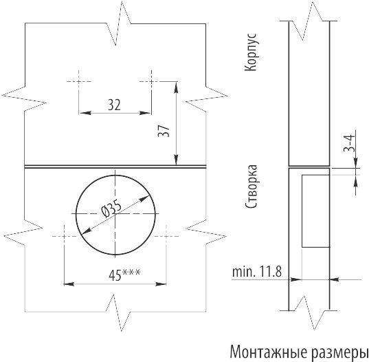 GTV Петля полунакладная, с планкой 2мм, БЕЗ  доводчика, БЕЗ  еврошурупа, 45мм