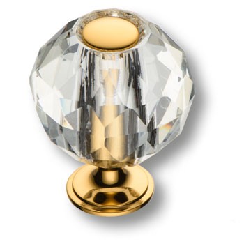 Ручка-кнопка, 0737-003-2, металл/кристалл, глянцевое золото