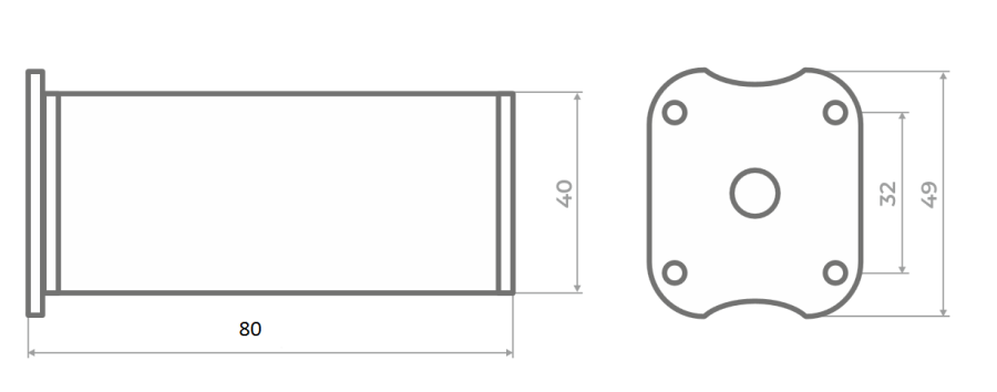 Опора регулируемая, 40х40мм, h= 80мм, алюминий/пластик, черный, GTV