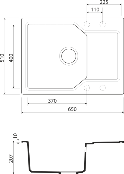 Мойка Yonaka 65-BL, Artgranit/черный