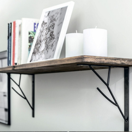 Полкодержатель TREE, 170х200мм, 40кг на пару, черный матовый, GTV