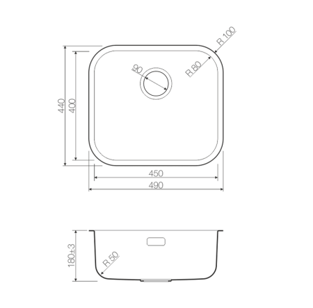Мойка Omi 49-U/I-GM, нержавеющая сталь, вороненая сталь