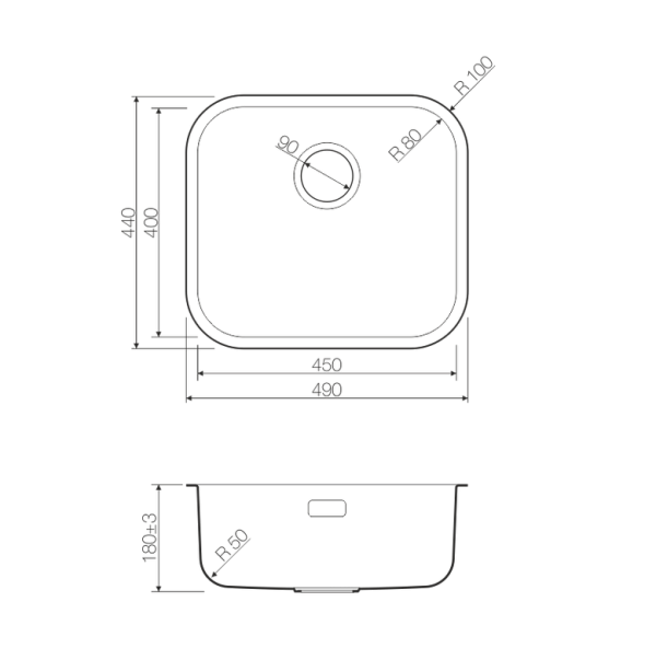 Мойка Omi 49-U/I-GM, нержавеющая сталь, вороненая сталь