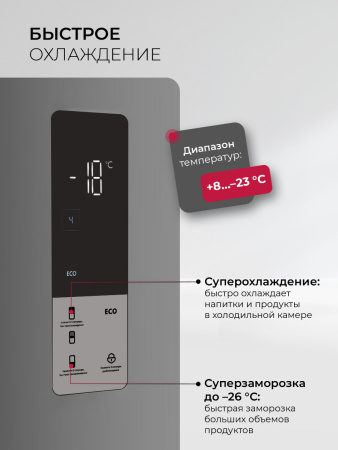 Холодильник отдельностоящий двухкамерный LKB185GRIDMAX, серый, Lex