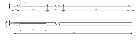 Ручка-скоба, EXTEND, L=1200 мм, металл, черный матовый, GTV