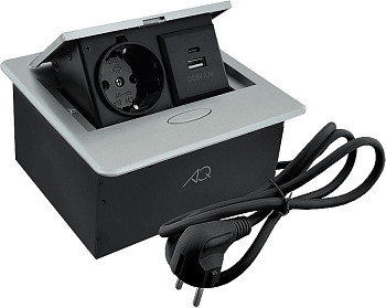 Горизонтальная, 1хEURO+2хUSB A+C, полуавтомат, алюминий, 138х135х68мм, металл/пластик, AQ