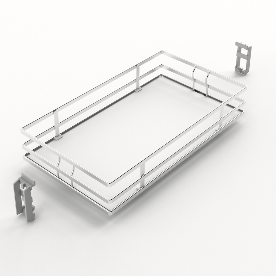 Навесная полка OLONA 400, дно HDF, в шкаф 300 мм, хром/белый