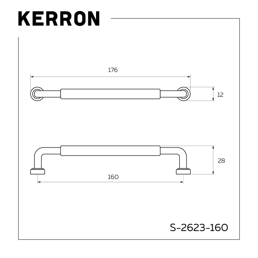 Ручка-скоба, 2623, 160мм, металл, графит