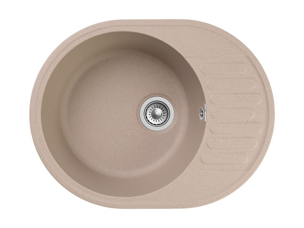 Мойка GranFest QUARZ 58, 617х480 мм, песочный (овальная, без сифона)
