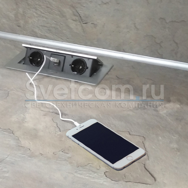 Горизонтальная, 2хEURO+2хUSB A+C, полуавтомат, белый, 265х118х65мм, металл/пластик, GLS