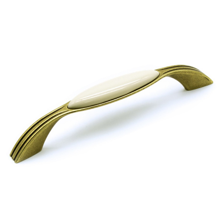 Ручка-скоба, UP17-0128-G00AB-MLK-0, Bello, 128мм, металл/керамика, полир. бронза/молочный, Gamet