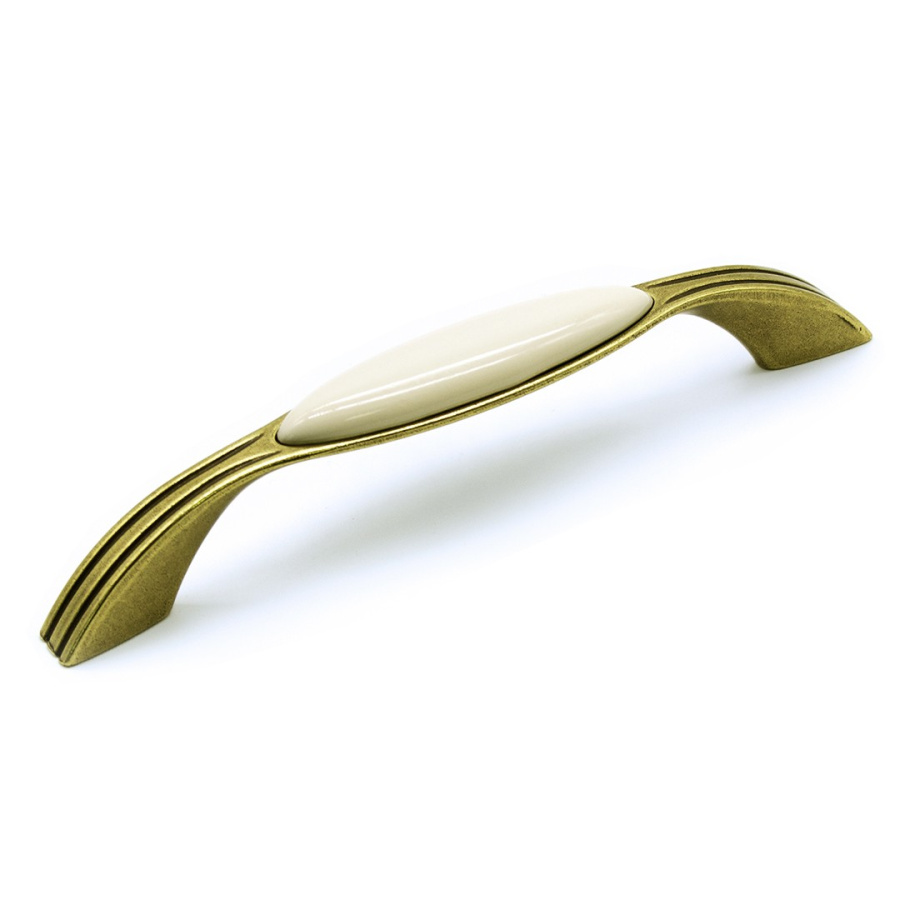 Ручка-скоба, UP17-0128-G00AB-MLK-0, Bello, 128мм, металл/керамика, полир. бронза/молочный, Gamet