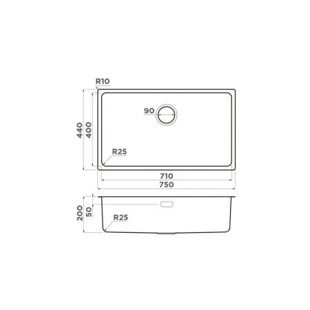Мойка Tadzava 75-U/I, нержавеющая сталь, нержавеющая сталь