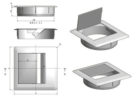 Заглушка для кабель-канала, 80х80мм, пластик, белый, GTV