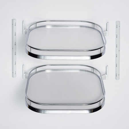 Карусель c 2 полками ТорнМоушн, дно серое, антислип, в шкаф на 600мм, хром, Kessebohmer