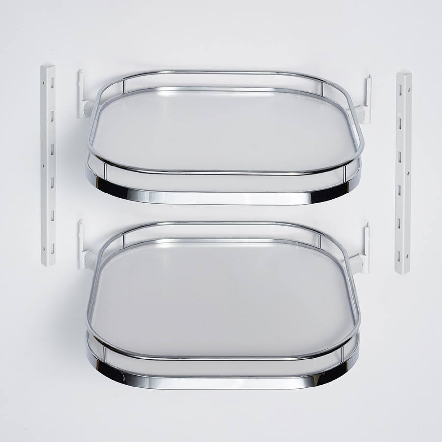 Карусель c 2 полками ТорнМоушн, дно серое, антислип, в шкаф на 600мм, хром, Kessebohmer