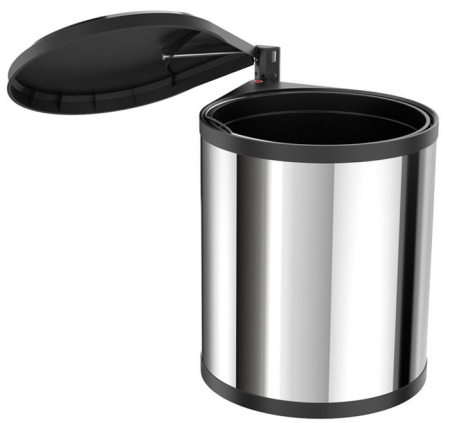 Контейнер для мусора "Mono" c крышкой, 15л, 360х304х457мм, в шкаф 400мм, сталь, нерж. сталь