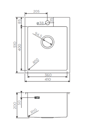 Мойка Akisame 41-IN, нержавеющая сталь, нержавеющая сталь
