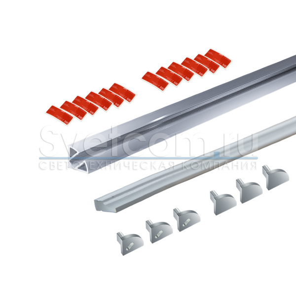 Профиль накладной угловой 12х12х3000мм, лента ≤5мм, алюминий (диффузор силик., 3+3 загл.+12 высечек)