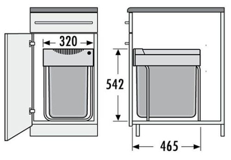 Система сортировки "Easy-Cargo", 1х40л, 320х465х542мм, в шкаф 400мм, серый