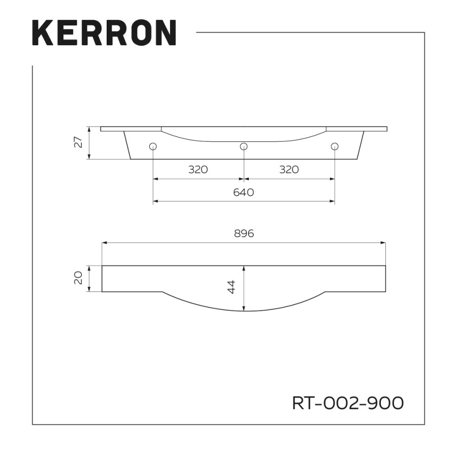 Ручка торцевая, RT-002-900 BL, 900мм, металл, хром (под фасад толщ.19мм)