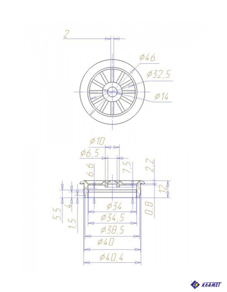 Вентиляционная решетка, d=46мм, пластик, белый
