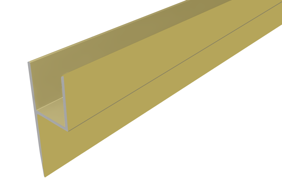 6мм Планка-плинтус для щита L=3000мм, h-образное сечение, алюминий, золото
